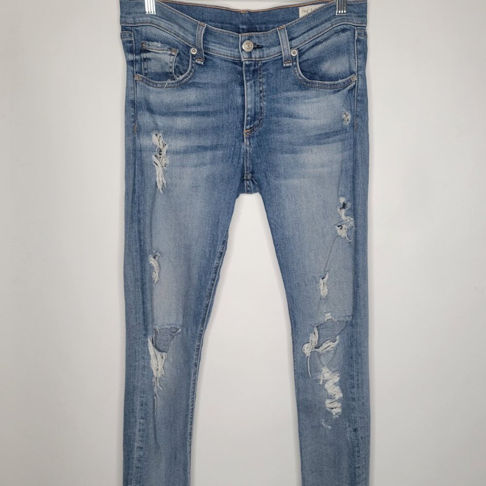 Rag & Bone Capri Distressed Jeans 28 Shrd Arsenal W1526K520